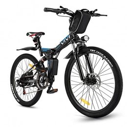 Vivi Folding Electric Mountain Bike VIVI 26 Inch Electric Bike for Adult, Electric Mountain Bike, 350W Folding E-bike E-MTB, Removable 36V / 8Ah Li-Ion Battery, Full-Suspension, 21 Speed Gears Foldable Electric Bicycle (Black-E-MTBs)