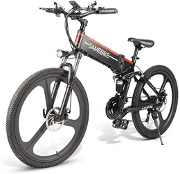 WJJH Folding Electric Mountain Bike WJJH Folding Electric Bicycle Aluminum Alloy Electric Mountain Bike Unisex Adult Youth 26 Inch 25km / h 48V 10 AH 350W 21 Speed Electric Ebike with Pedals Power Assist, A