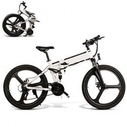 Xcmenl Folding Electric Mountain Bike Xcmenl 26" Electric Bike Trekking / Touring Bike, Smart Folding E-Bike 48V 10AH 350W Motor Mountain Bicycle for Men 21-Level Shift Assisted, White