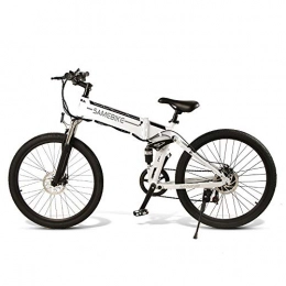 xianhongdaye Folding Electric Mountain Bike xianhongdaye 48V 10AH 500W electric bicycle 21-speed off-road wide tire mountain electric bicycle foldable adult mountain bike black white-white