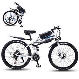 YSHUAI Folding Electric Mountain Bike YSHUAI 26 '' Electric Bike Electric Bicycles Foldable Mountain Bike for Adults E Bike 36V 350W 13AH Removable Lithium-Ion Battery Fat Tire Double Disc Brakes LED Light, White