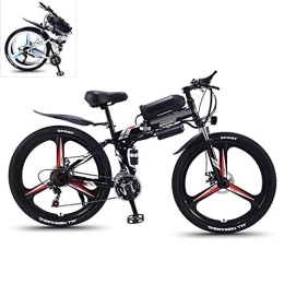 YZT QUEEN Folding Electric Mountain Bike YZT QUEEN Electric Bikes, 21-Speed High-Carbon Steel Foldable Electric Mountain Bike All Terrain, 26-Inch 36V 350W Removable Lithium Battery Mountain Bike, Black, 36V13AH