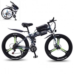 YZT QUEEN Folding Electric Mountain Bike YZT QUEEN Electric Bikes, 21-Speed High-Carbon Steel Foldable Electric Mountain Bike All Terrain, 26-Inch 36V 350W Removable Lithium Battery Mountain Bike, Gray, 36V13AH