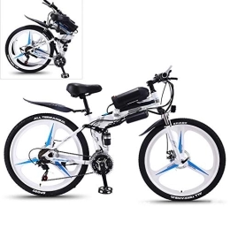 YZT QUEEN Folding Electric Mountain Bike YZT QUEEN Electric Bikes, 21-Speed High-Carbon Steel Foldable Electric Mountain Bike All Terrain, 26-Inch 36V 350W Removable Lithium Battery Mountain Bike, White, 36V8AH