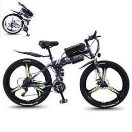 YZT QUEEN Folding Electric Mountain Bike YZT QUEEN Electric Bikes, 27-Speed High-Carbon Steel Foldable Electric Mountain Bike All Terrain, 26-Inch 36V 350W Removable Lithium Battery Mountain Bike, Gray, 36V8AH