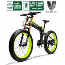 ZHAOSHOP Bike ZHAOSHOP Electric Bike for Adults, 26inch Fat Tire e-Bike 48V13A Battery Electric Mountain Bike 27 Speed Gear Three Working Modes Range per Power:31-60km, green