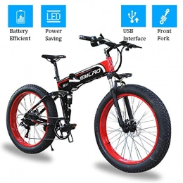 ZJGZDCP Folding Electric Mountain Bike ZJGZDCP 26 Inch Fat Tire Electric Bikes 48V 350W Folding Motor Electric Bicycle with LCD Display and USB Interface for Men Adult Outdoor Cycling Trabing (Color : RED, Size : 36V-10Ah)