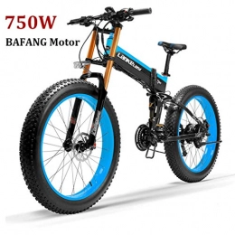 ZJGZDCP Folding Electric Mountain Bike ZJGZDCP 26inch Fat Tire Electric Bike Smart Mountain Bike for Adults E-Bikes E-bike 50km Mileage 10Ah Lithium-Ion Batter 3 Riding Modes 750W (Color : BLUE, Size : 750W)