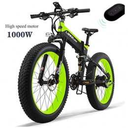 ZJGZDCP Folding Electric Mountain Bike ZJGZDCP 48V 14.5AH 1000W Engine All-round Electric Bike 26inch 4.0 Wholesale Tire Electric Bike 27-speed Snow Mountain Folding Electric Bike Adult Female / male (Color : Green)