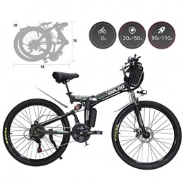 ZYC-WF Folding Electric Mountain Bike ZYC-WF 26'' Electric Mountain Bike Adult Folding Comfort Electric Bicycles 21 Speed Gear and Three Working Modes, Hybrid Recumbent / Road Bikes, Aluminium Alloy, Disc Brake, White, Black