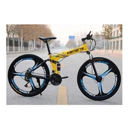 WJSW Bike 24 Inch Overall Wheel 27 Speed Unisex Dual Suspension Folding Road Mountain Bikes (Color : Yellow)