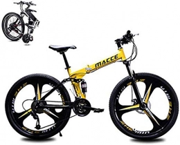 JSL Folding Mountain Bike 24in Folding Mountain Trail Bike 27 Speed Folding MTB for Adults Student Bike Lightweight Folding Bicycle for Men Women Fold up Bike City Bike Damping Bicycle Fat Tires Bike-Yellow