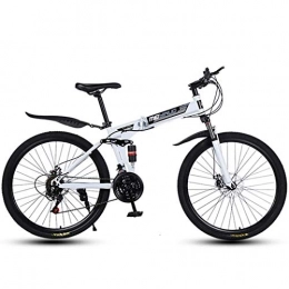 FREIHE Bike 26" 21-Speed Mountain Bike for Adult, Lightweight Aluminum Full Suspension Frame, Suspension Fork, Disc Brake, White, A