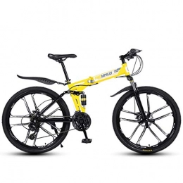 FREIHE Bike 26" 21-Speed Mountain Bike for Adult, Lightweight Aluminum Full Suspension Frame, Suspension Fork, Disc Brake, Yellow, E