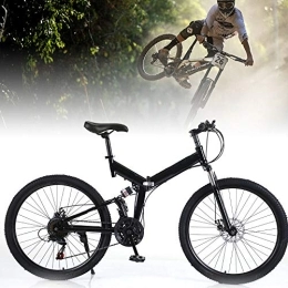 FUROMG Bike 26" Folding Bike Full Suspension Mountain Bikes Disc Brakes Bicycle Adult Bike 21 Speed Men's Bikes Bicycle MTB Disc Brake Carbon Steel Frame