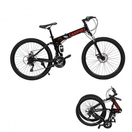 daremen Folding Mountain Bike 26" Folding Mountain Bike, 21-Speed Full Suspension Foldable Bicycle Height adjustable Dual Disc Brake MTB