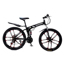 SABUNU Bike 26 Inch Foldable Mountain Bike Carbon Steel 21 Speeds With Shock-absorbing Front Fork Foldable Men MTB Bicycle For Men Woman Adult And Teens, Multiple Colors(Color:black)