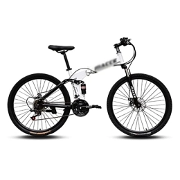 SABUNU Bike 26 Inch Wheel Folding Mountain Bike Carbon Steel Frame 21 / 24 / 27 Speeds With Mechanical Disc Brake For Adults Mens Womens(Size:21 Speed, Color:White)