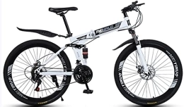 DPCXZ Bike 26 Inches Folding Bike, 21-Speed Spoke Wheel Full Suspension Mountain Bicycle with Dual Disc Brake Mountain Bike for Adult Men &Amp; Women White, 26 inches