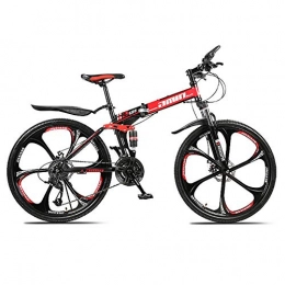 AXH Bike 26'' Mountain Bike Adult Mountain Bike 21 speed Bicycle Bikes Folding Bike Portable Shock Absorb Vehicle Male Female Bicycle Variable Speed Bicycle, Black red, 21 speed