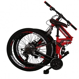 EUROBIKE Folding Mountain Bike 26'' Mountain Bike Folding Bicycle for Men and Women Full Suspension 17inch Frame (red)