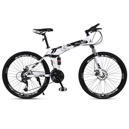 Dsrgwe Folding Mountain Bike 26inch Mountain Bikes, Foldable Hardtail Mountain Bicycles, Carbon Steel Frame, Dual Disc Brake and Dual Suspension (Color : White, Size : 27 Speed)