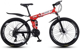 Abrahmliy Bike Abrahmliy Folding Variable Speed 26 Inch Mountain Bike 21-24 - 27 Speeds Lightweight High-carbon steel Frame Bikes Dual Disc Brake Bicycle-Red_21 speed