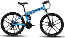 ADAPEY Folding Mountain Bike ADAPEY Mountain Bike Mountain Bike Folding Bike Foldable Bicycle MTB Adult Mountain Bike Folding Road Bicycles For Men And Women 26In Wheels Speed Double Disc Brake (Color : Blue, Size : 24 speed)