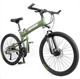 Suge Bike Adult Kids Mountain Bikes, Aluminum Full Suspension Frame Hardtail Mountain Bike, Folding Mountain Bicycle, Men Women City Commuter Bicycle, Perfect for Road Or Dirt Trail Touring ( Color : Green )