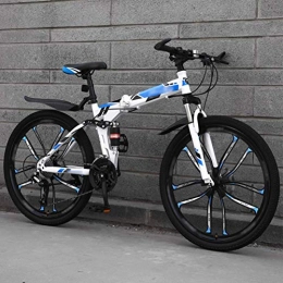 Adult Mountain Bike,26 inch Wheels, Mountain Trail Bike High Carbon Steel Folding Outroad Bicycles,27-Speed Bicycle Full Suspension MTB Gears Dual Disc Brakes Mountain Bicycle