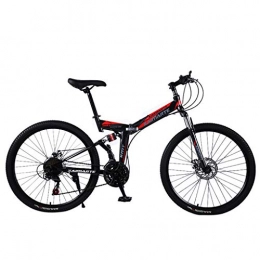 AGT Folding Mountain Bike AG&T24-Inch Wheels Folding Mountain Bike 21-Speed Double Disc Brakes Full Suspension Brakes Mountain Bikes Adult Bike Black