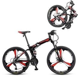 DYB Folding Mountain Bike All Terrain Mountain Bike, Foldable Portable 26" Double Suspension High Carbon Steel Frame Mountain Bike 27 Speed Micro Transition Speed Adult Men's Variable Speed Mountain Bike