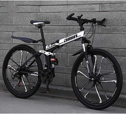 Aoyo Folding Mountain Bike Aoyo Lightweight Aluminum Frame Mountain Bike, 26Inch 27-Speed Folding Bikes, Double Disc Brake Bicycle, Full Suspension Anti-Slip, Suspension Fork,