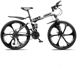 Aoyo Bike Aoyo White Road Bicycle, 24-Speed Mountain Bike, 26Inch Folding Bikes, Double Disc Brake Full Suspension Anti-Slip, Lightweight Aluminum Frame, Suspension Fork,