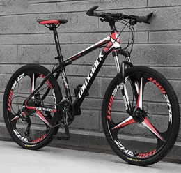 AP.DISHU Bike AP.DISHU 24 Inch Mountain Bikes High Carbon Steel Frame Young Students Road Bicycle Racing Suspension Fork Dual Disc Brake Bicycles, Black Red, 21 Speed