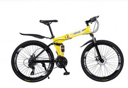 ART-HDeck Folding Mountain Bike ART-HDeck Mountain Bike 30 Cutter Wheel yellow 26 inch Steel Frame MTB Bicycle with Dual Suspension Folding Bike Disc Brake Mountain Bike for Adult