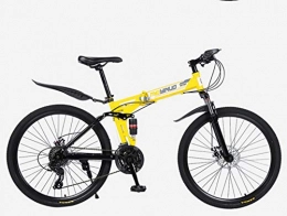 ART-HDeck Folding Mountain Bike ART-HDeck Mountain Bike 40 Cutter Wheel yellow 24 inch / 24 speed Steel Frame MTB Bicycle with Dual Suspension Folding Bike Disc Brake Mountain Bike for Adult