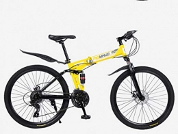 ART-HDeck Folding Mountain Bike ART-HDeck Mountain Bike 40 Cutter Wheel yellow 26 inch Steel Frame MTB Bicycle with Dual Suspension Folding Bike Disc Brake Mountain Bike for Adult