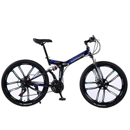 ASPZQ Folding Mountain Bike ASPZQ Folding Mountain Bike, Double Disc Brakes, Double Shock Absorption, Variable Speed Mountain Bike, One-Wheeled Bicycle, A, 24 inch 27 speed