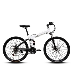 ASPZQ Folding Mountain Bike ASPZQ Mountain Bike Folding Bike, 26 Inch 24 Inch Variable Speed Double Shock Absorber Bike for Men Women-Students And Urban Commuters, White, 24 inches