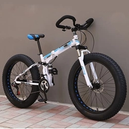 ASUMUI Folding Mountain Bike ASUMUI 26 Inch Folding Adult Snow Bike Ultra-wide Tires 4.0 Variable Speed Mountain Off-road Beach Road Bike (white 30)