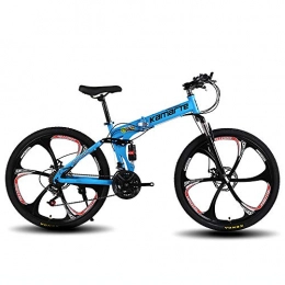 Augu Folding Mountain Bike Augu Mountain Bike Folding Bicycle 21 Speed Gear 24 Inches Aluminum Frame Dual Suspension Mountain Bicycle MTB for Men and Women