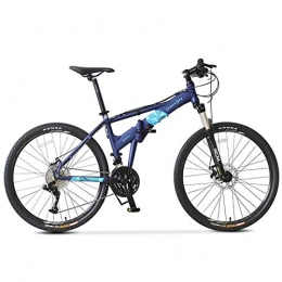 AZYQ Folding Mountain Bike AZYQ Mountain Bikes, 26 inch 27 Speed Hardtail Mountain Bike, Folding Aluminum Frame Anti-Slip Bicycle, Kids Adult All Terrain Mountain Bike, Blue, Blue