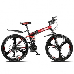  Folding Mountain Bike bintyue6 inch bike, mountain bike 26 inch, full suspension mountain bike, folding bikes for adults, mountain bike, adult bike, adult mountain bike(3cutter wheels), BLACKRED, 21 SPEED