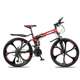  Folding Mountain Bike bintyue6 inch bike, mountain bike 26 inch, full suspension mountain bike, folding bikes for adults, mountain bike, adult bike, adult mountain bike(6 cutter wheels) BLACK RED, 21 SPEED