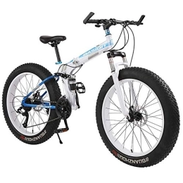 CHHD Bike CHHD 21 Speed Mountain Bike 26 * 4.0 Fat Tire Bikes Shock Absorbers Bicycle Snow Bike, Folding Variable Off-Road Beach Snowmobile 4.0 Super Wide Tires, White, 24