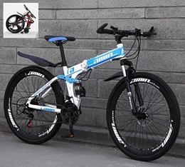 CSS Bike CSS 24 inch Folding Mountain Bikes, High Carbon Steel Frame Double Shock Absorption Variable, All Terrain Quick Foldable Adult Mountain Off-Road Bicycle 6-6, 21 Speed