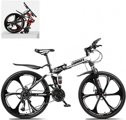 CSS Bike CSS 26 inch Folding Mountain Bikes, High Carbon Steel Frame Double Shock Absorption Variable, All Terrain Quick Foldable Adult Off-Road Bicycle 6-6, 30 Speed
