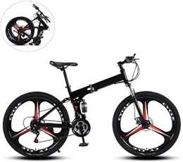 CSS Bike CSS Folding Mountain Bikes, 24 inch Three Cutter Wheels High Carbon Steel Frame Variable Speed Double Shock Absorption All Terrain Foldable Bicycle 6-11, 27 Speed