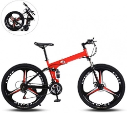 CSS Bike CSS Folding Mountain Bikes, 26 inch Three Cutter Wheels High Carbon Steel Frame Variable Speed Double Shock Absorption All Terrain Adult Bicycle 6-11, 21 Speed